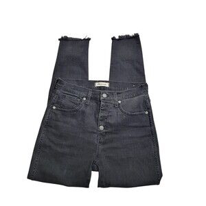 Madewell 10" High-Rise Skinny Acide Wash Denim Black Jeans Size 28